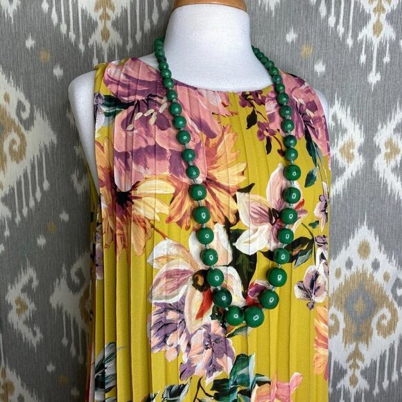 COOLPLES Pleated Yellow Floral Multi Maxi Dress - Picture 10 of 16